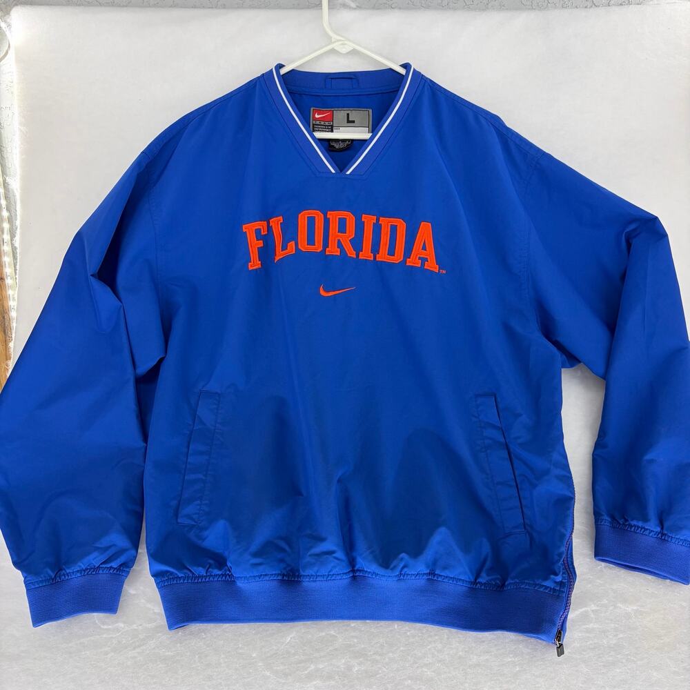 Vintage Nike Team Florida Gators V-Neck Windbreaker Pullover L 🐊